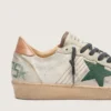 Ball Star LTD pour homme en cuir de poney blanc et daim gris avec une étoile verte