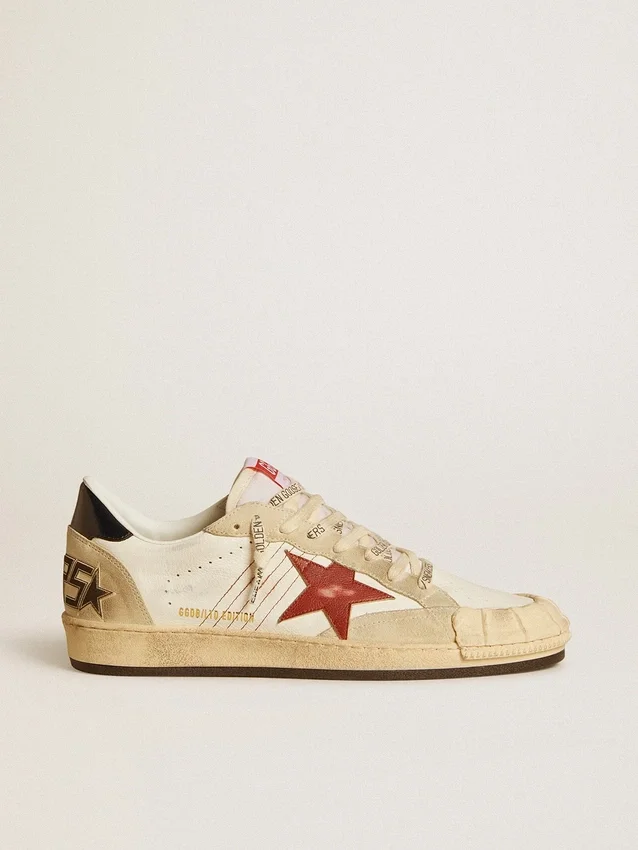 Ball Star LTD pour homme en cuir nappa avec étoile en cuir rouge et languette de talon en cuir