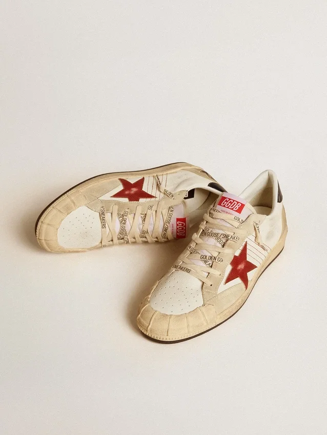 Ball Star LTD pour homme en cuir nappa avec étoile en cuir rouge et languette de talon en cuir