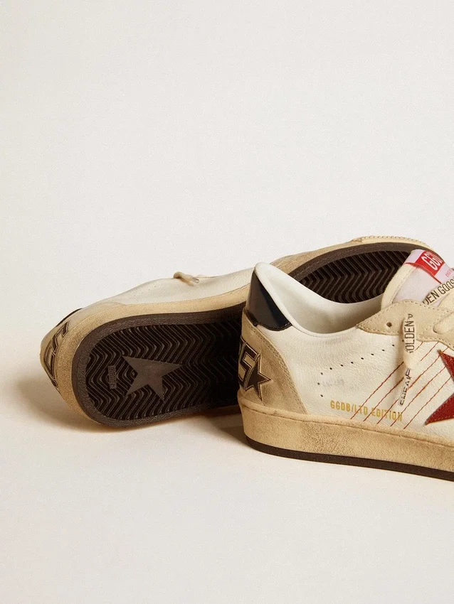 Ball Star LTD pour homme en cuir nappa avec étoile en cuir rouge et languette de talon en cuir