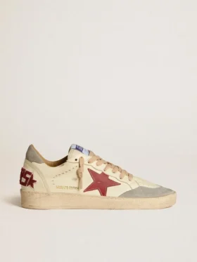 Ball Star LTD pour homme en cuir nappa avec étoile en cuir rouge et languette de talon en daim gris