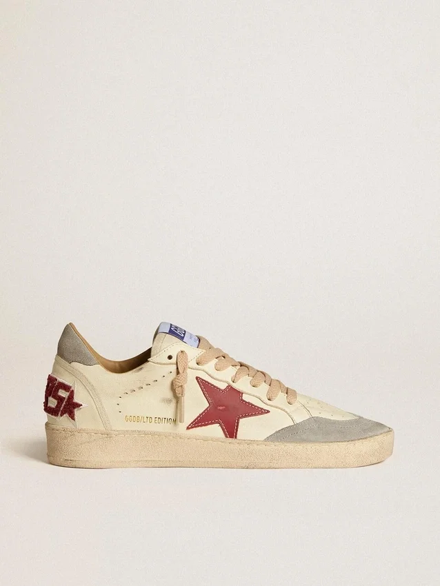Ball Star LTD pour homme en cuir nappa avec étoile en cuir rouge et languette de talon en daim gris