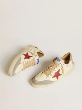 Ball Star LTD pour homme en cuir nappa avec étoile en cuir rouge et languette de talon en daim gris