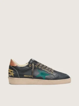 Ball Star LTD pour homme en cuir noir avec étoile brodée verte