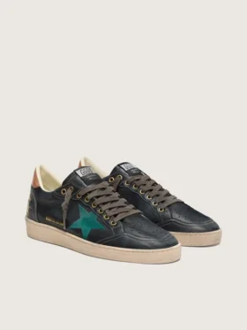 Ball Star LTD pour homme en cuir noir avec étoile brodée verte