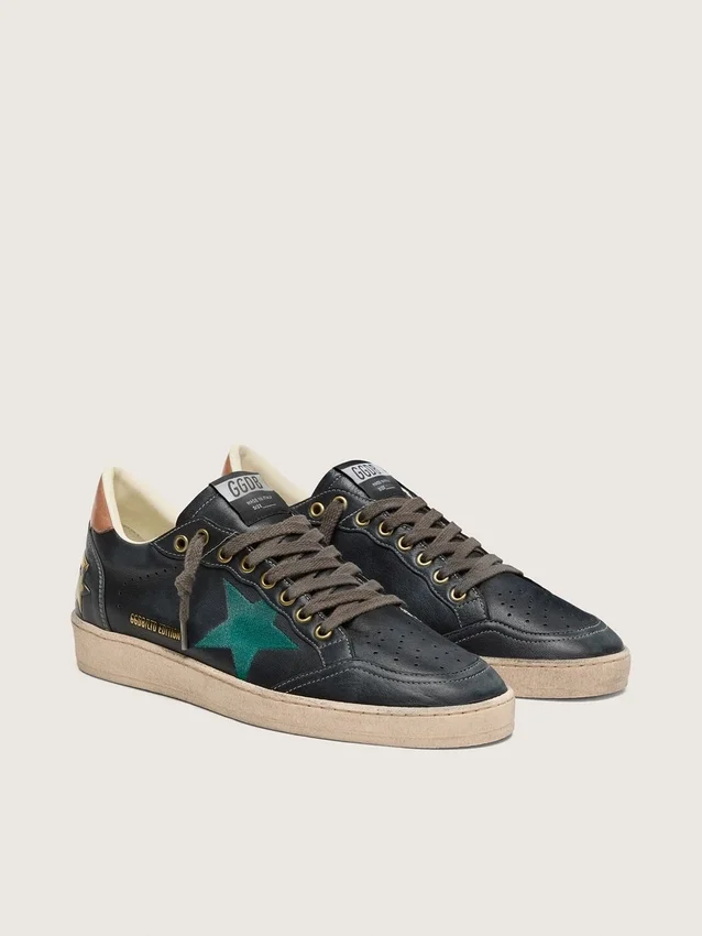 Ball Star LTD pour homme en cuir noir avec étoile brodée verte