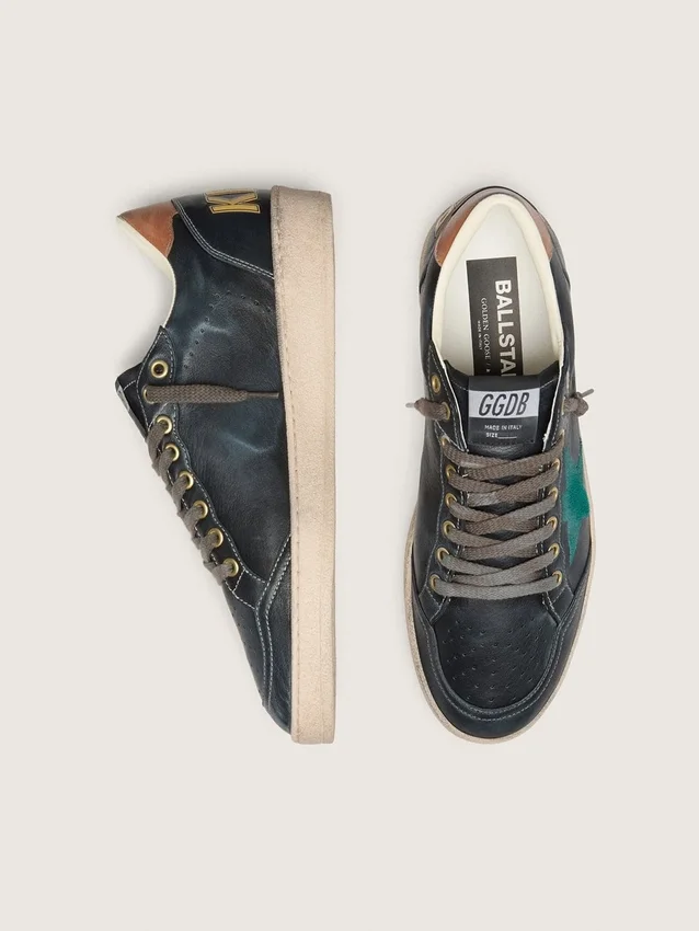 Ball Star LTD pour homme en cuir noir avec étoile brodée verte