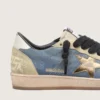 Ball Star LTD pour homme en daim bleu denim avec étoile en cuir doré métallisé