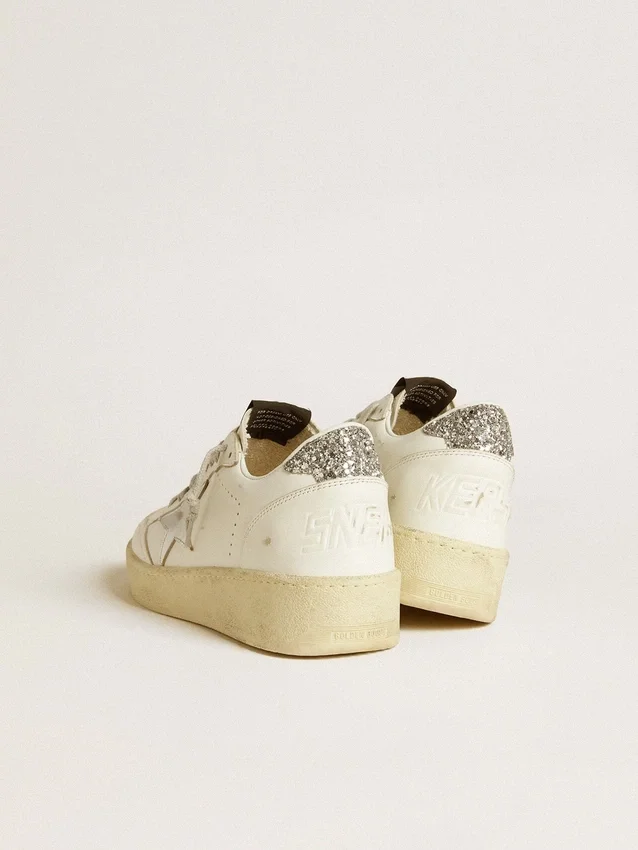 Ball Star pour femme avec étoile en cuir argenté et languette de talon à paillettes argentées