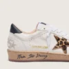 Ball Star pour femme avec étoile en cuir de poney imprimé léopard et languette de talon noire
