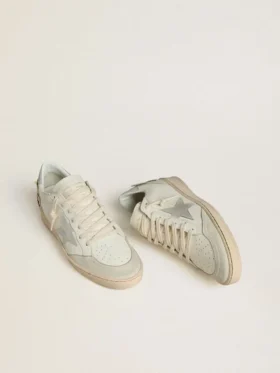 Ball Star pour femme en cuir avec étoile en daim platine et broderie florale multicolore