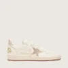Ball Star pour femme en cuir blanc avec étoile en cristal et languette métallique au talon