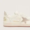 Ball Star pour femme en cuir blanc avec étoile en cristal et languette métallique au talon