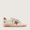 Ball Star pour homme en cuir blanc avec étoile et languette au talon en cuir rouille