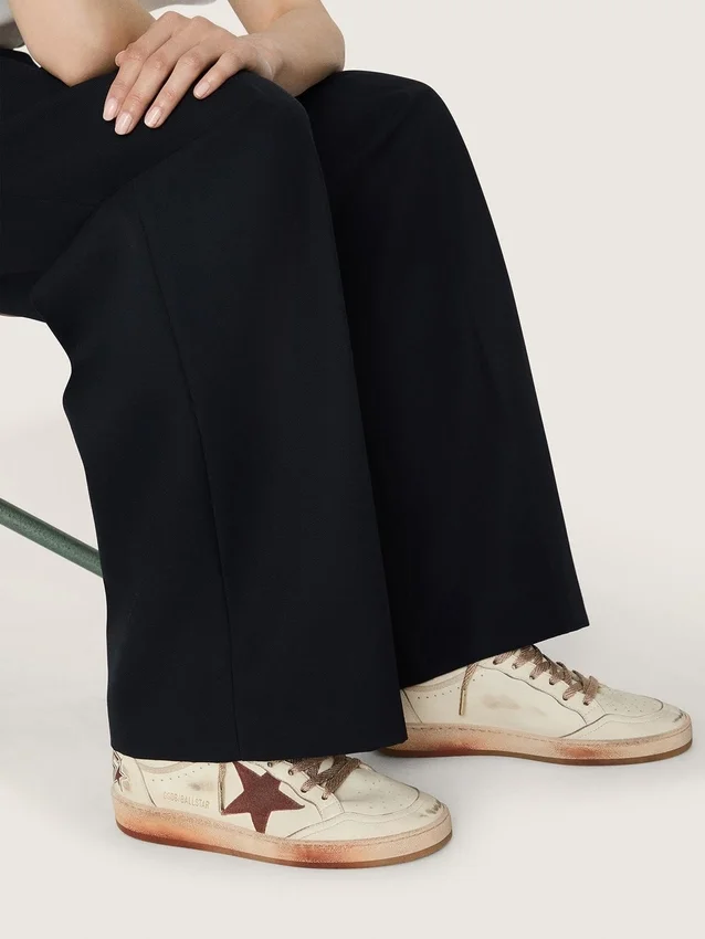 Ball Star pour femme en cuir blanc avec étoile et languette au talon en cuir couleur rouille