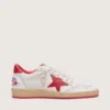 Ball Star pour femme en cuir blanc avec étoile rouge et languette au talon