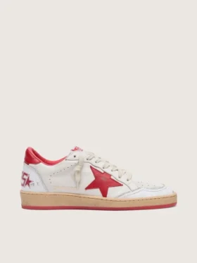 Ball Star pour femme en cuir blanc avec étoile rouge et languette au talon