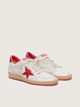 Ball Star pour femme en cuir blanc avec étoile rouge et languette au talon
