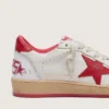 Ball Star pour femme en cuir blanc avec étoile rouge et languette au talon