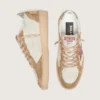Ball Star pour femme en cuir crème avec étoile en cuir rouge brique et empiècements en daim
