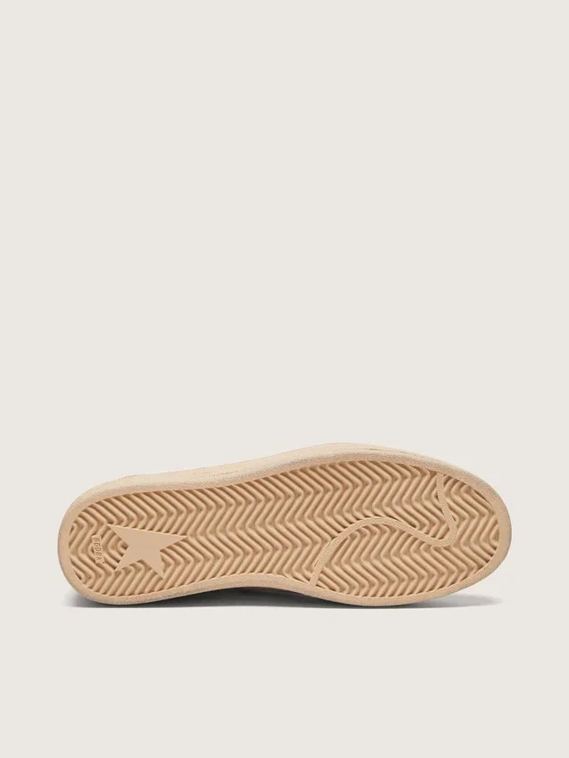 Ball Star pour femme en cuir crème avec étoile en cuir rouge brique et empiècements en daim