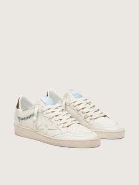 Ball Star pour femme en cuir crème avec étoile et perles ton sur ton