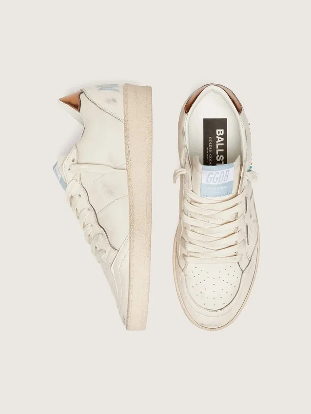 Ball Star pour femme en cuir crème avec étoile et perles ton sur ton