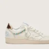 Ball Star pour femme en cuir crème avec étoile et perles ton sur ton