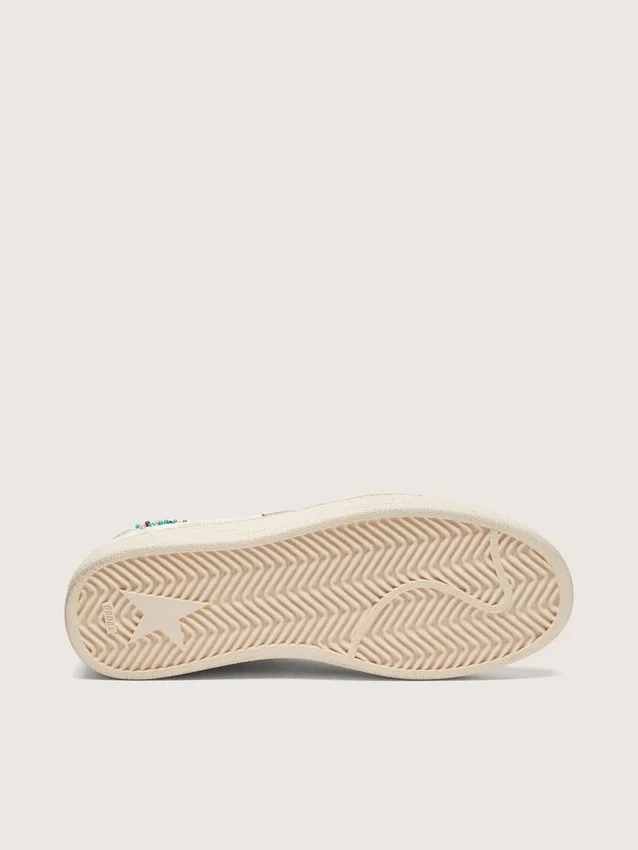 Ball Star pour femme en cuir crème avec étoile et perles ton sur ton