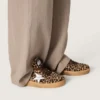 Ball Star pour femme en cuir de poney à imprimé léopard avec étoile en cuir platine et languette de talon en cuir blanc