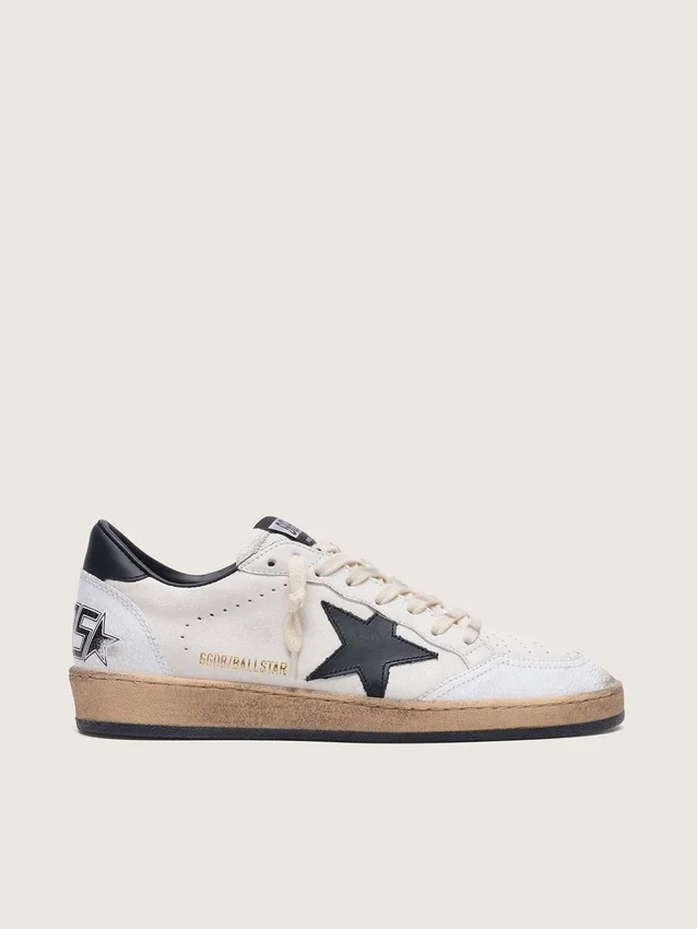 Ball Star pour femme en cuir nappa avec étoile noire et languette de talon noire