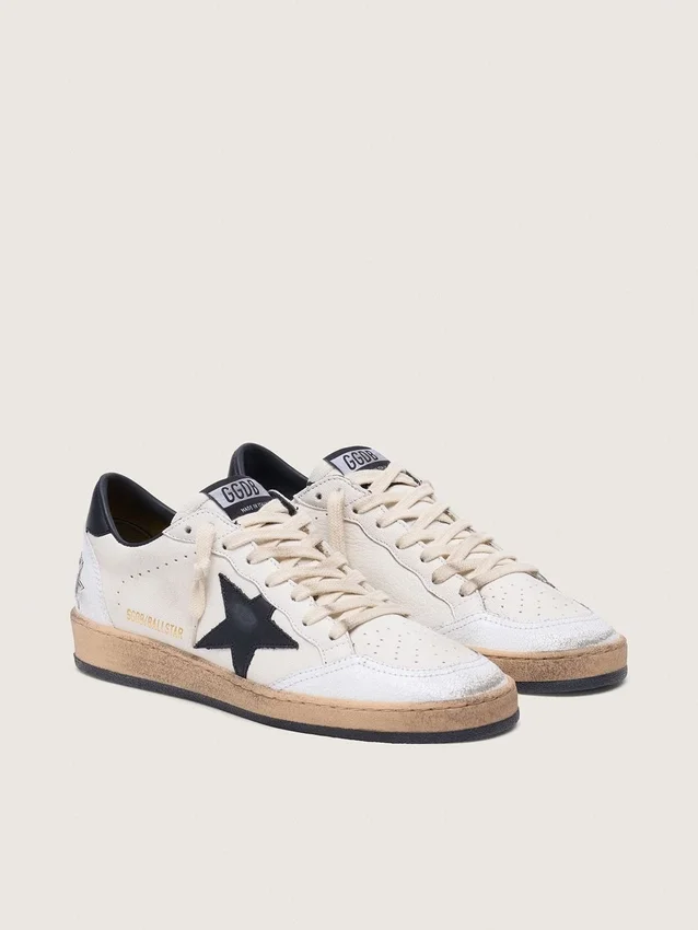 Ball Star pour femme en cuir nappa avec étoile noire et languette de talon noire