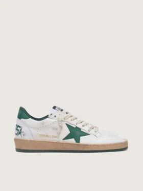 Ball Star pour femme en cuir nappa blanc avec étoile et languette de talon en cuir vert