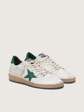 Ball Star pour femme en cuir nappa blanc avec étoile et languette de talon en cuir vert
