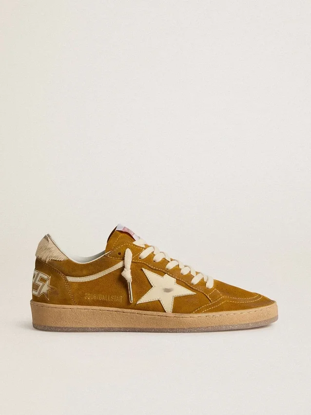 Ball Star pour femme en daim avec étoile en cuir beige et languette de talon en peau de poney