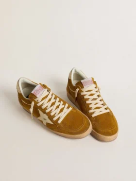 Ball Star pour femme en daim avec étoile en cuir beige et languette de talon en peau de poney