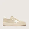 Ball Star pour femme en daim beige avec étoile et languette de talon en cuir blanc