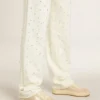 Ball Star pour femme en daim beige avec étoile et languette de talon en cuir blanc