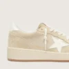 Ball Star pour femme en daim beige avec étoile et languette de talon en cuir blanc