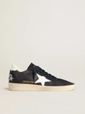 Ball Star pour femme en daim bleu foncé avec étoile et languette de talon en cuir