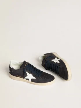 Ball Star pour femme en daim bleu foncé avec étoile et languette de talon en cuir