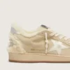 Ball Star pour femme en daim et peau de mouton avec étoile en cuir verni blanc