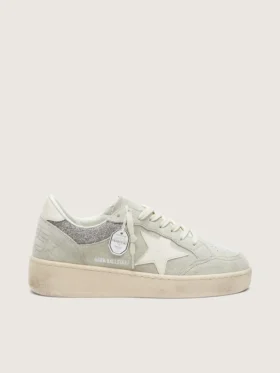 Ball Star pour femme en daim gris clair avec étoile et empiècements pailletés