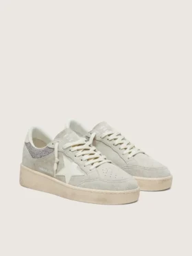 Ball Star pour femme en daim gris clair avec étoile et empiècements pailletés