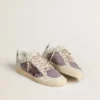 Ball Star pour femme en daim lilas avec étoile en cuir bordeaux et languette de talon en daim lilas