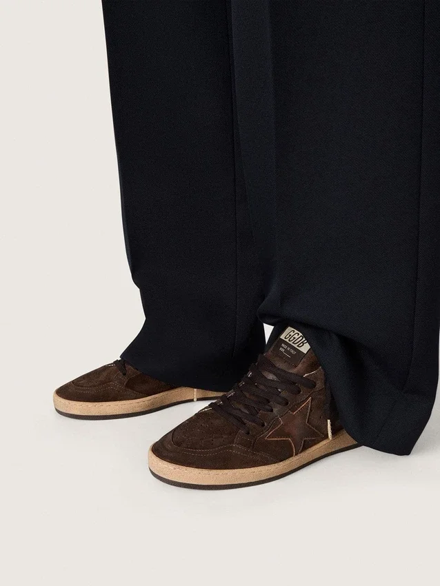Ball Star pour femme en daim marron avec étoile et languette de talon en cuir marron