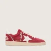 Ball Star pour femme en daim rouge avec étoile et languette de talon en cuir blanc
