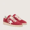 Ball Star pour femme en daim rouge avec étoile et languette de talon en cuir blanc