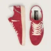 Ball Star pour femme en daim rouge avec étoile et languette de talon en cuir blanc