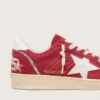 Ball Star pour femme en daim rouge avec étoile et languette de talon en cuir blanc